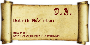 Detrik Márton névjegykártya